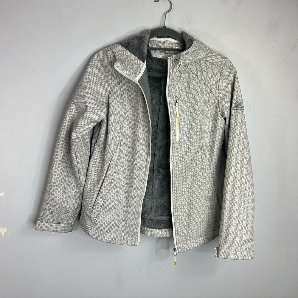 ZeroXposur Size Small White Grey Neoprene Fuzzy Lined Hooded Jacket HC